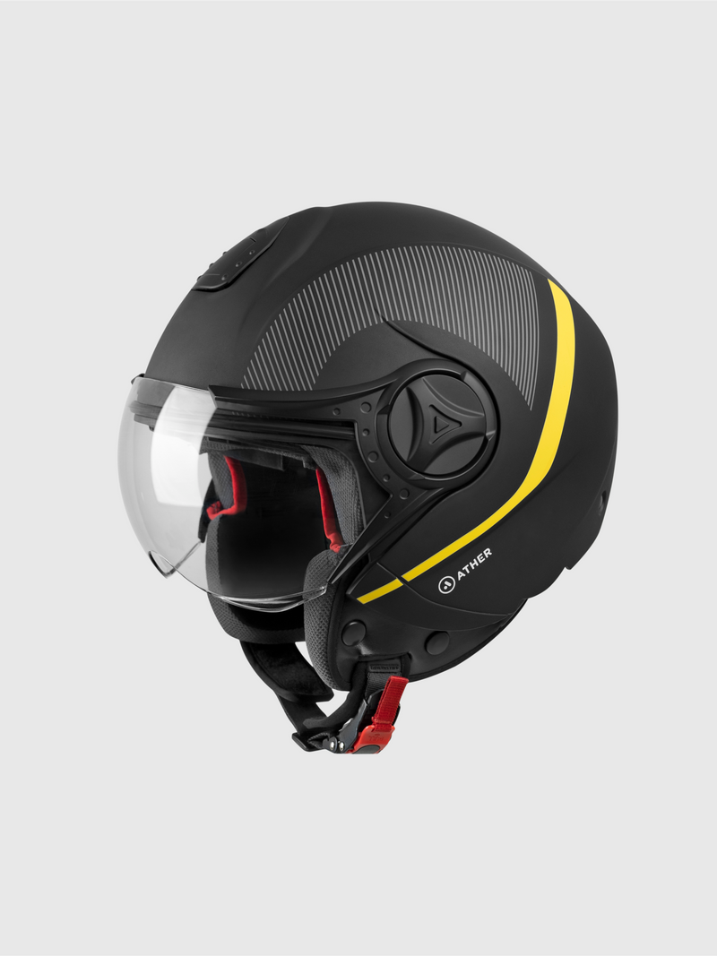 Ather Ather Half Face Yellow Lines Helmet Ather Store Helmets Ather