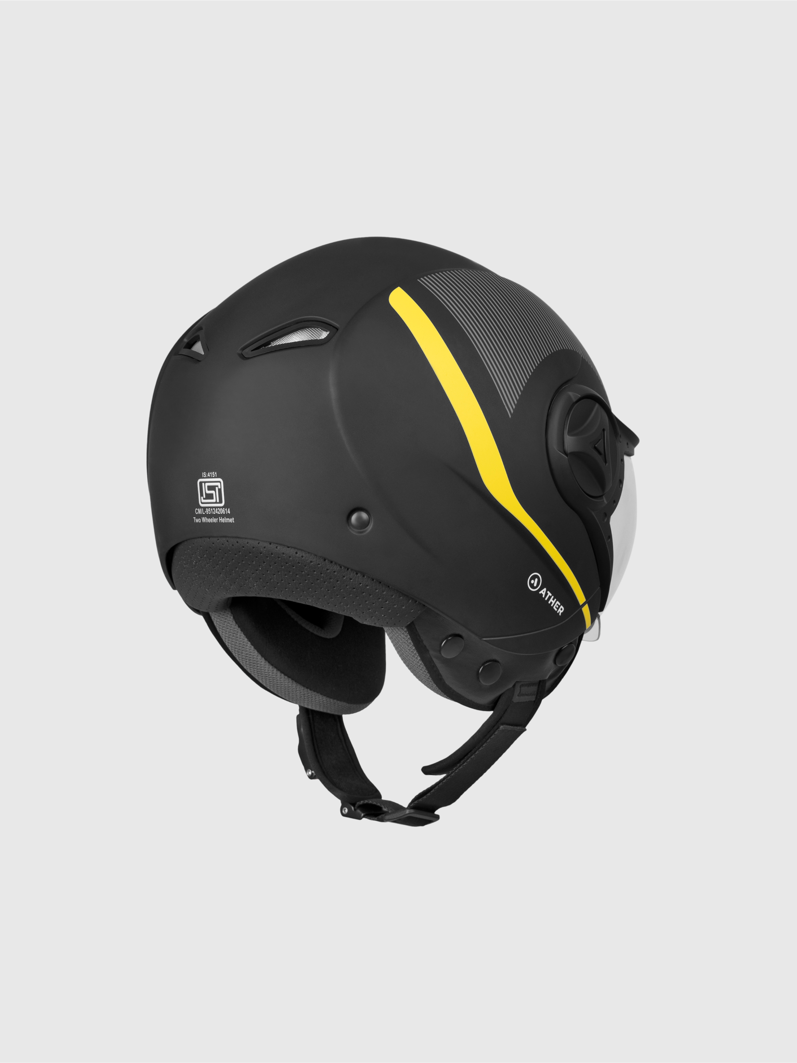 Half Face Helmet Yellow Lines